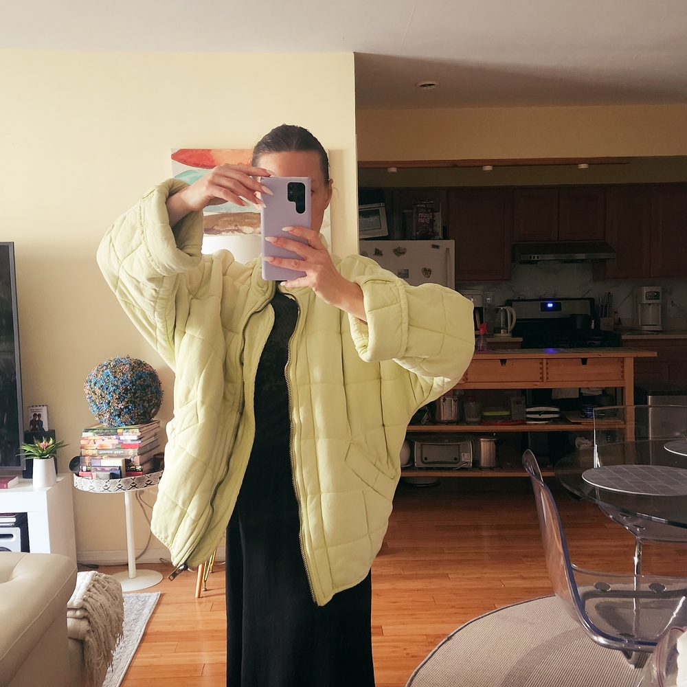 Free People Dolman Quilted Jacket In Xs Lime Green